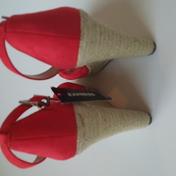 Express Red Platform Espadrilles Woven 3" Wedge 6 NWT - Picture 6 of 8